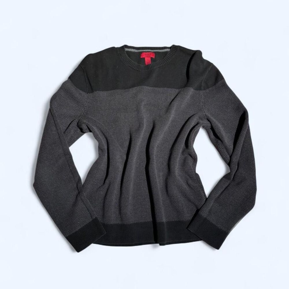Alfani Men's Black and Grey Lightweight Knit Cotton Sweater